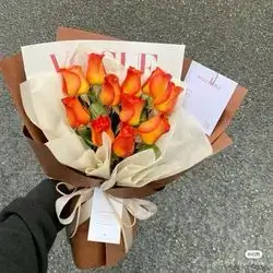 11 Orange Roses Bouquet