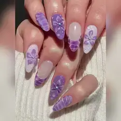 Elegant Glossy Press on Nails for Women - 24pcs Almond Shaped