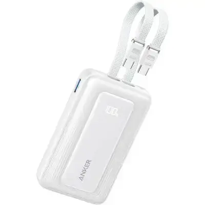 Anker Zolo Power Bank white Built-in Dual USB-C Cables, 10000mAh 35W Fast Charge Compact and Portable