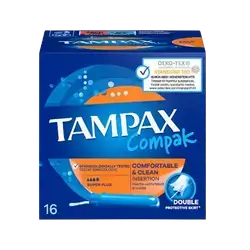 Tampax Compak Super Plus Comfortable & Clean Double Protective Skirt 16Pcs