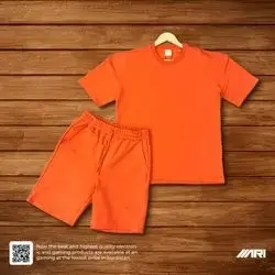 ESSENTIALS T-SHIRT WITH SHORT SET ORANGE MEDIUM
