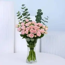 Imported Baby Rose Bouquet with Vase