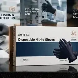 Disposable Nitrile Gloves Black Large - AMA GROUP (100 PCS)