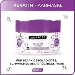 Morfose Keratin Hair Mask 500 ml - Intensive Repair for Heavily Damaged Hair - Vegetable Keratin for Strengthening, Shine & Smoothness - Reduces Hair Breakage & Makes Combing Easier