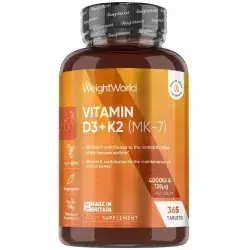 Vitamin D3 4000IU+ K2 125µg (MK7) 365 Tablets