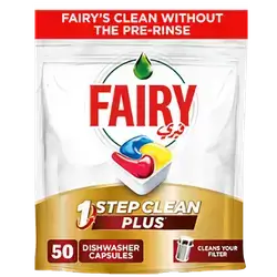 Fairy 1 Step Clean Plus Automatic Dishwasher Tablets Lemon Scent 50 Capsule