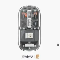 WiWU Crystal Transparent Magnetic Wireless Mouse with Dual Bluetooth & 2.4GHz Connectivity – Black