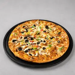 Half Meat And Half Chicken Pizza
