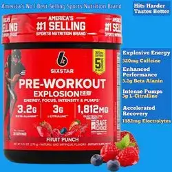 Pre-Workout Powder for Men & Women, Preworkout Explosion 2.0 Energy Powder Drink Mix with Beta-Alanine & Caffeine - Sports Nutrition, Fruit Punch, 30 Servings preworkout