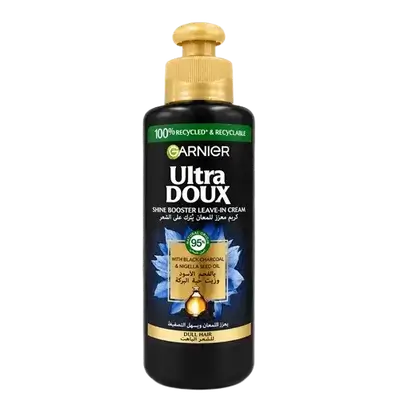 Ultra Doux Shine Booster Leave-In Hair Cream with Black Charcoal & Nigella Seed Oil 200ml _ GARNIER