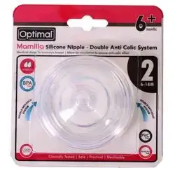 Optimal Mamilla Silicone Nipple - Double Anti Colic System 6+ months
