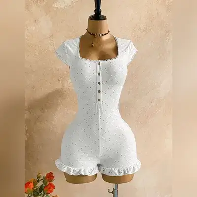 Soleia Women's White Cute Elegant Casual Jumpsuit - Small
