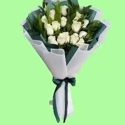 White Roses With Greenery Bouquet