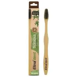 Elena Dent toothbrush with a bamboo handle and soft activated charcoal bristles