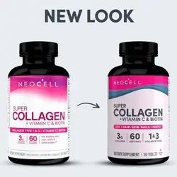 NeoCell Super Collagen With Vitamin C and Biotin, Skin, Hair and Nails Supplement, Includes Antioxidants, Tablet, 180 Count, 1 Bottle