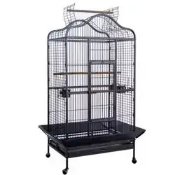 Yulin Large Luxury Black Stainless Steel Bird Cage with Wheels 160cm Length 70cm Front Width