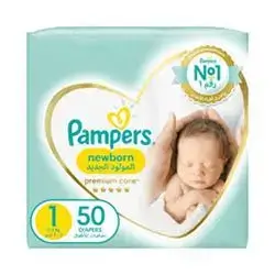 Pampers Premium Care Newborn Taped Diapers, Size 1, 2-5kg, 50 Diapers