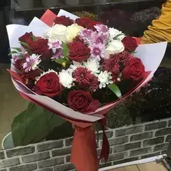 Bouquet Flowers- Pink&Red&White