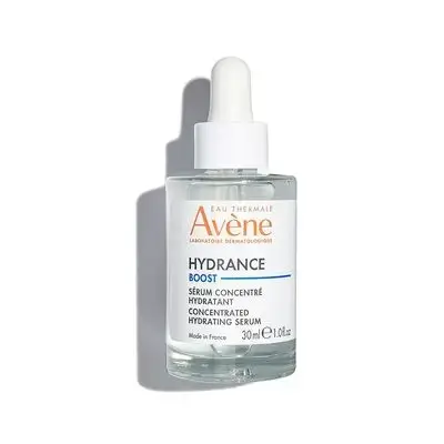 Avène Hydrance Boost Concentrated Serum is a fresh, water-gel formula enriched with Hyaluronic Acid and Vitamin B3, designed to deeply hydrate sensitive, dehydrated skin, strengthen its barrier, and leave it smooth, radiant, and comfortable.