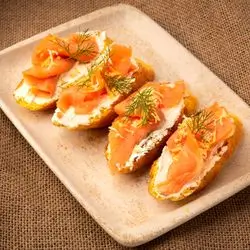Bruschetta With Cream Cheese And Smoked Salmon