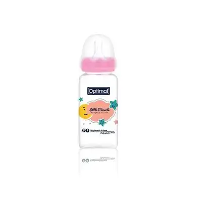 Glass Narrow Neck Feeding Bottle 120ml (+0) - Pink