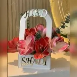Red Flower Name Stand Arrangement