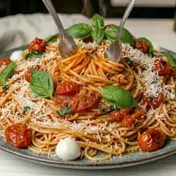 Tomato spaghetti with extra cheese 