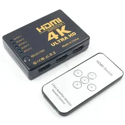 5-in-1 4K Ultra HD HDMI Switcher with Remote Control - Black