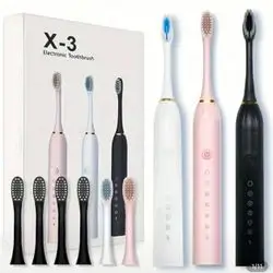 electric toothbrush , 4 heads kit ,equipped with 2 minutes smart timer and 30s area switch reminder , waterproof usb rechargeable oral cleaner set for family or travel use