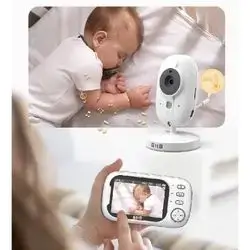 GHB Baby Surveillance Camera Baby Smart Monitor with LCD 3.5 Inch Night Vision Alarm Clock, Bi-directional Communication, Rechargeable