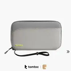 tomtoc Navigator-T03 Passport Travel Bag RFID Blocking Cordura Fabric Neck Pouch - Gray