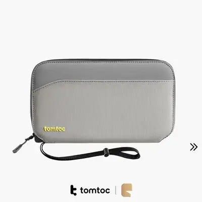 tomtoc Navigator-T03 Passport Travel Bag RFID Blocking Cordura Fabric Neck Pouch - Gray