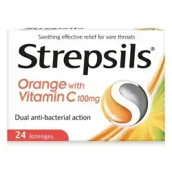 strepsils orange with Vitamin C  24 lozenges