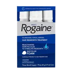 Rogaine Men 5% Minoxidil Topical Aerosol Easy-To-Use Foam 3 Bottles of 60g