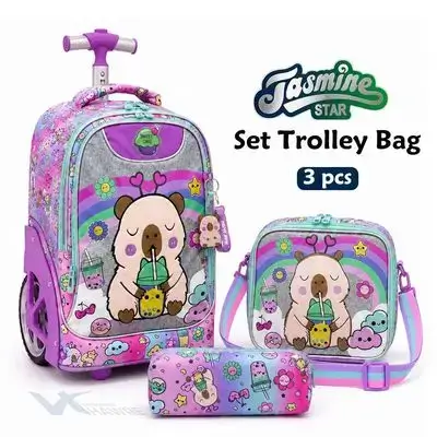 Jasmine Star 3-Piece Trolley School Bag Set