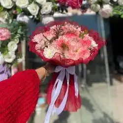 Bouquet Of Red & White Flowers