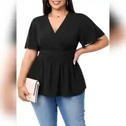 Women's Plus Size Peplum Tops - 3XL