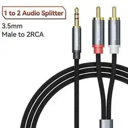 Toocki Jack 3.5 To 2 RCA Aux Cable 3.5mm Jack To 2RCA Male Splitter Audio Wire For TV PC Amplifier Home Theater DVD Speaker Cord