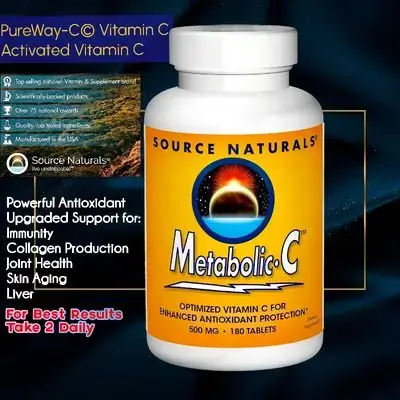 Vitamin C, Metabolic C, 500mg Vitamin C as PureWay C, activated vitamin C, upgrade Immunity, circulation, Skin Aging, joints, collagen production, 180 Tablets vitamin c