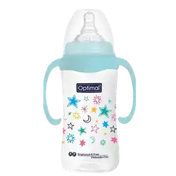 Anti-Colic Wide Round Silicone Nipple 6+ Months Medium Flow BLUE 300ml OPB-1031(B) _ Optimal