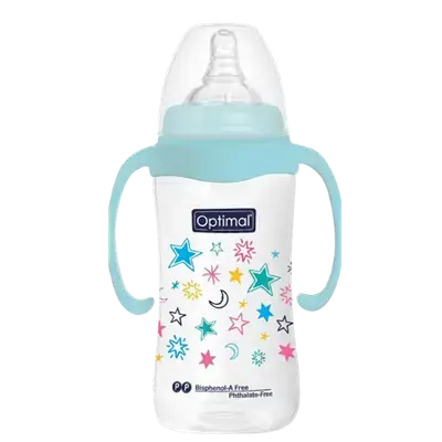 Anti-Colic Wide Round Silicone Nipple 6+ Months Medium Flow BLUE 300ml OPB-1031(B) _ Optimal