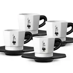 SET 4 8-FACE CUPS BLACK AND WHITE