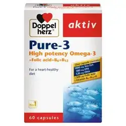 Pure -3 (High potency Omega-3) 60 Capsules_Doppel herz aktiv