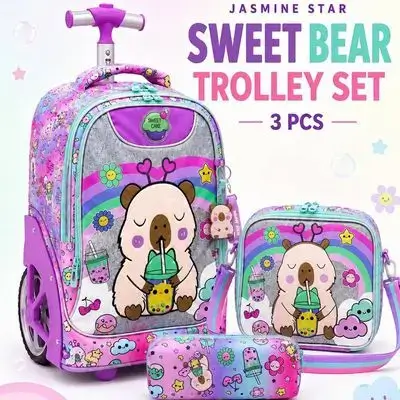 Jasmine Star 3-Piece Trolley School Bag Set