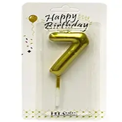 Gold Number 7 Birthday Candle for Cake