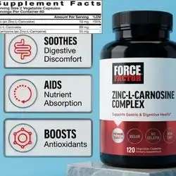 Force Factor, Zinc-L-Carnosine, Zinc Carnosine, L Carnosine, Carnosine, Zinc, 120 Capsules Zinc L Carnosine