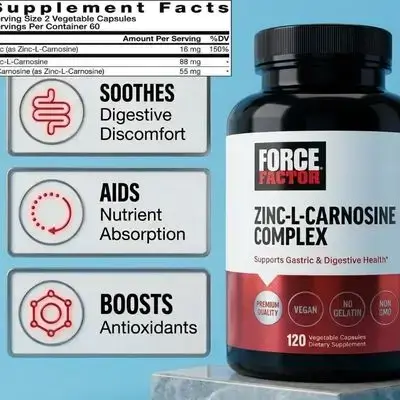 Force Factor, Zinc-L-Carnosine, Zinc Carnosine, L Carnosine, Carnosine, Zinc, 120 Capsules Zinc L Carnosine