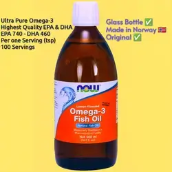 NOW Supplements Omega 3, Fish Oil Liquid, Molecularly Distilled, A Must for Heart and Arteries, omega3, Omega-3, Omega 3, Lemon Flavored, 500ml, Ultra Pure, EPA 740- DHA 460, Made in NORWAY, 100 SERVINGS Omega 3