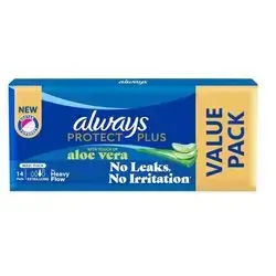 ALWAYS- PROTECT PLUS ALOE VERA MAXI THICK LONG (14 Pads).