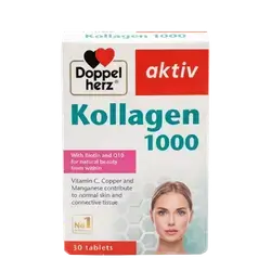 Kollagen 1000 with Biotin and Q10 30 Tablets  _ Doppel herz